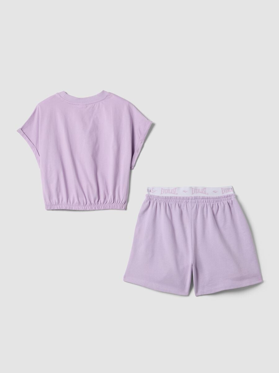 Completo viola in puro cotone con t-shirt e shorts_4