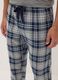 Pantaloni pigiama blu e grigi in flanella di puro cotone organico a quadri_3