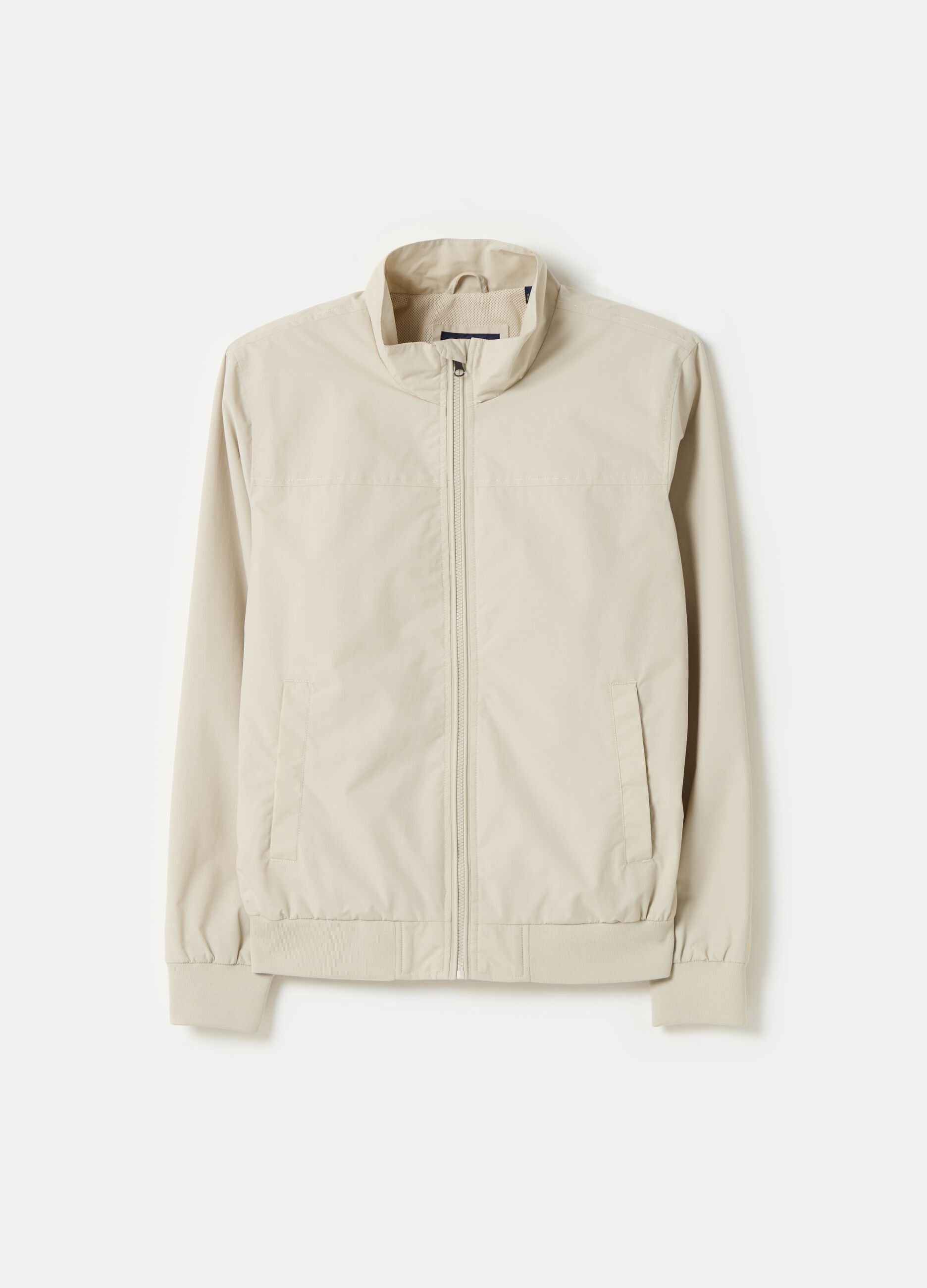 Full-zip bomber jacket with high neck