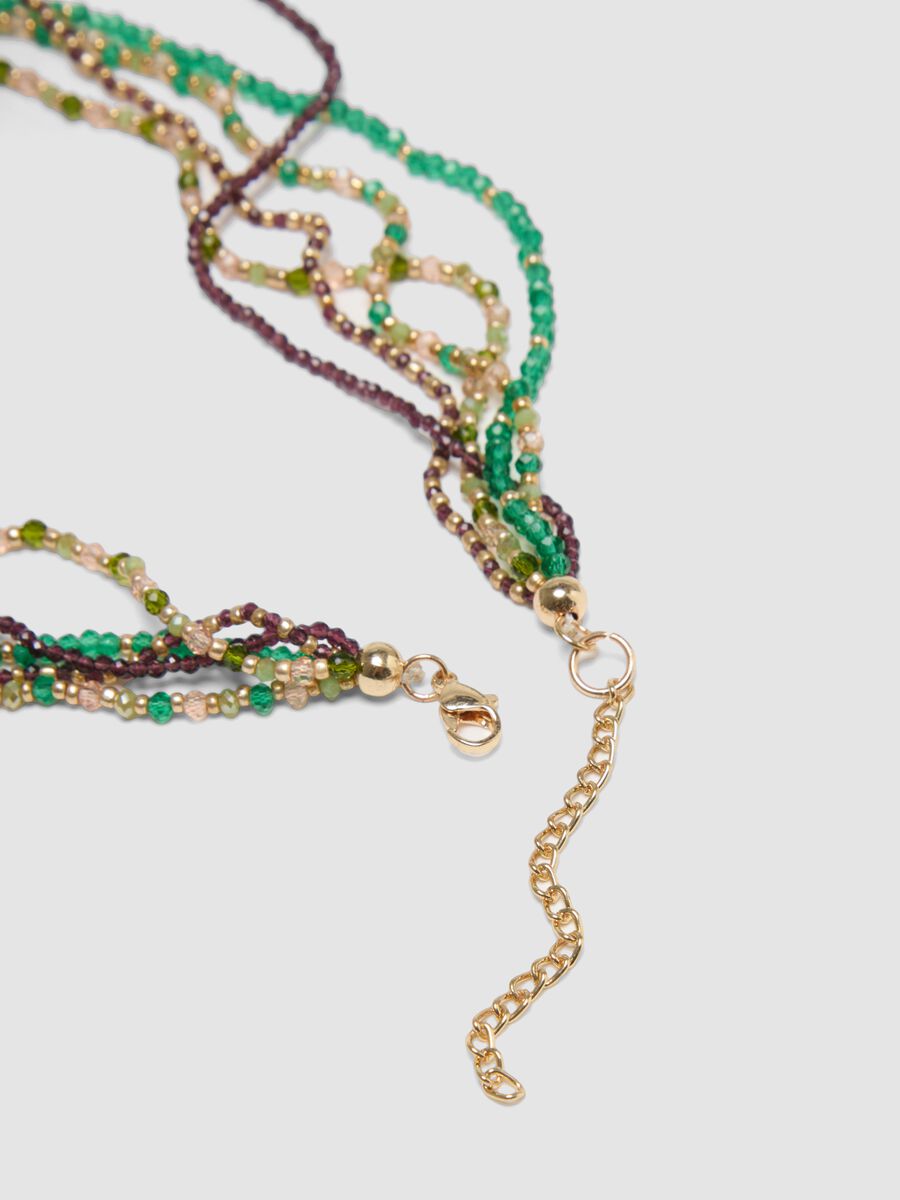 Collana multicolor a fili con perle pendenti_1