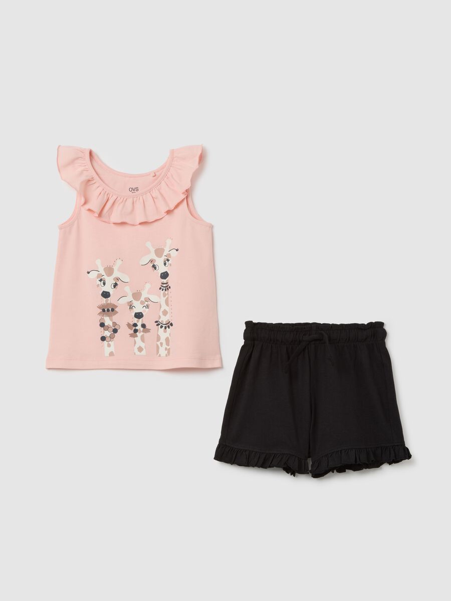 Girl's pink pure cotton top and shorts set_0