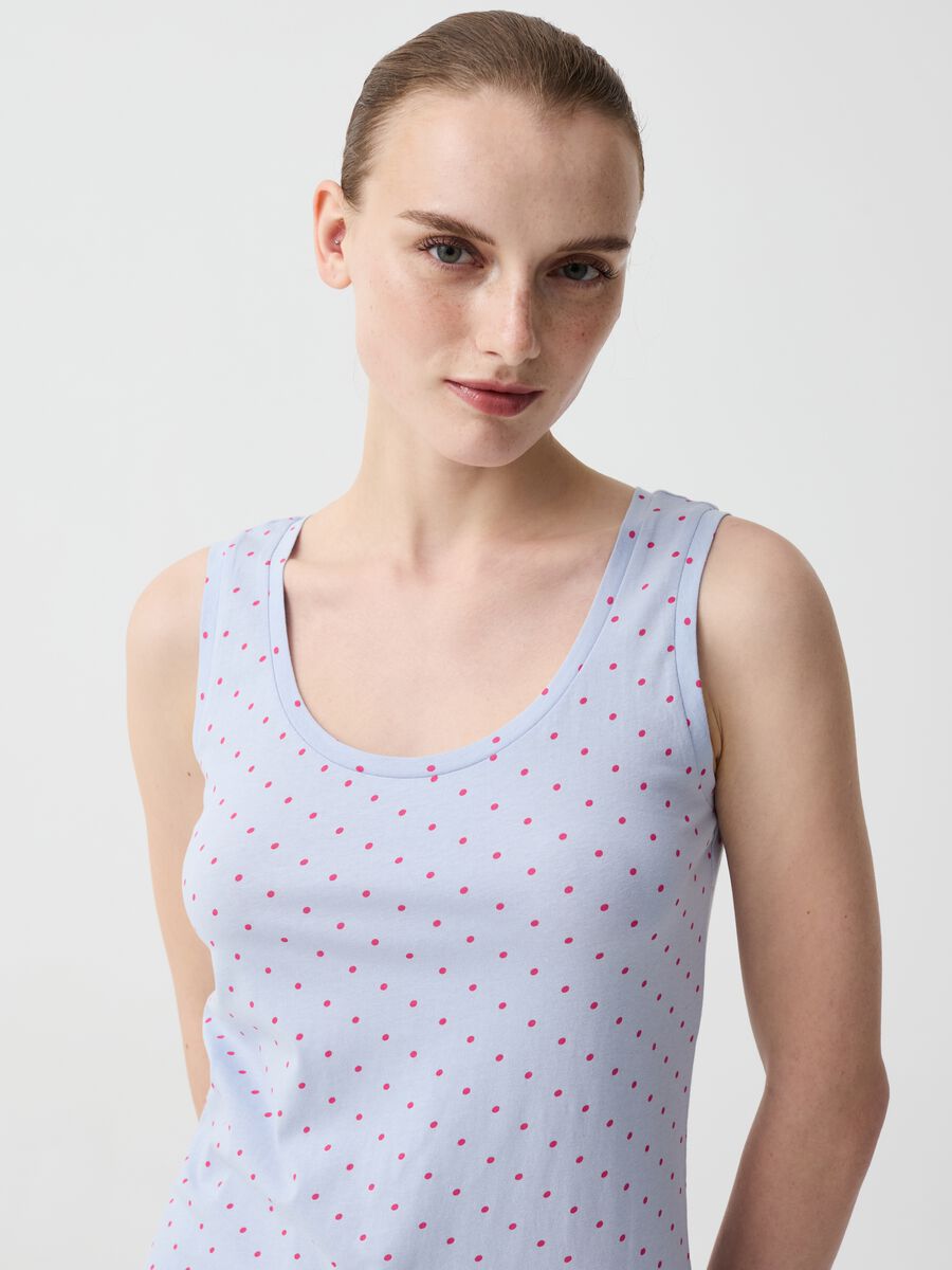 Polka dot pyjama top in organic cotton_0