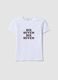 White fitted pure cotton T-shirt with Six Seven front print_4