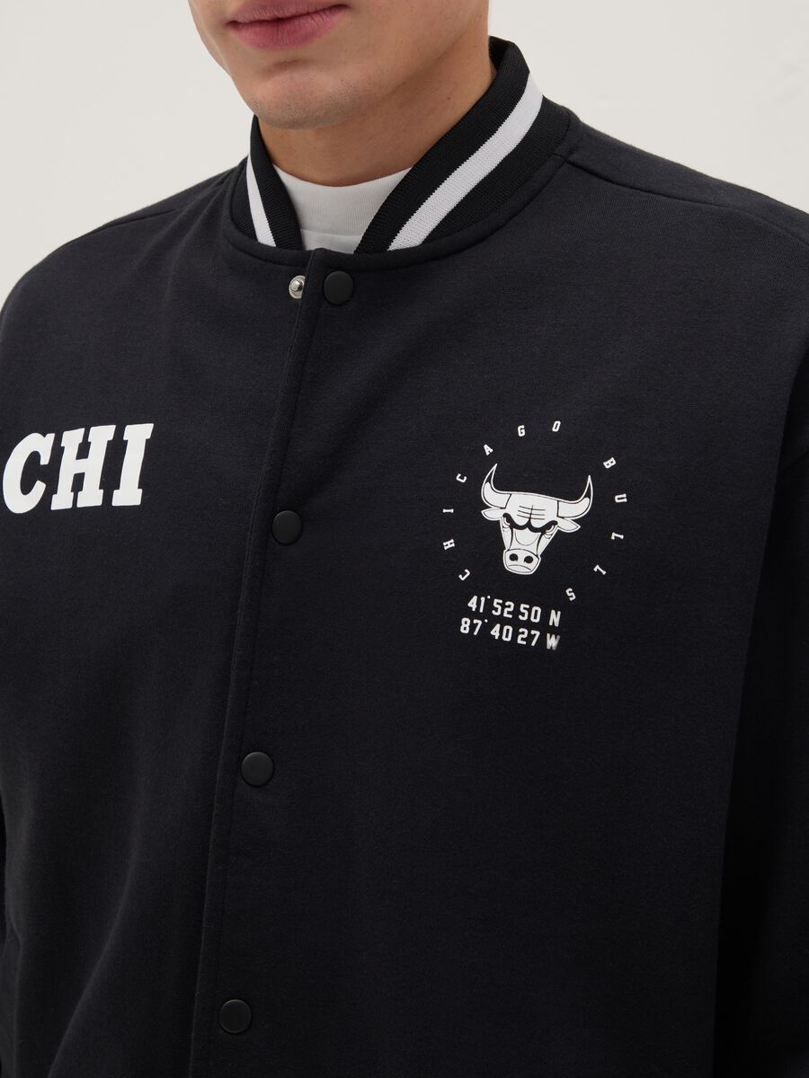 Black cotton-blend jacket regular fit with Chicago Bulls logo_3