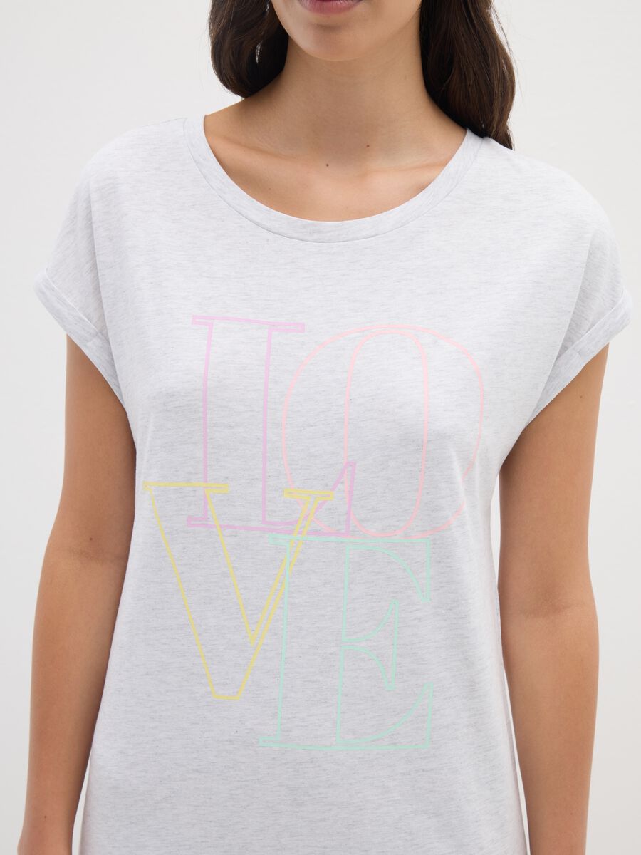 Camicia da notte in cotone grigia con stampa _2