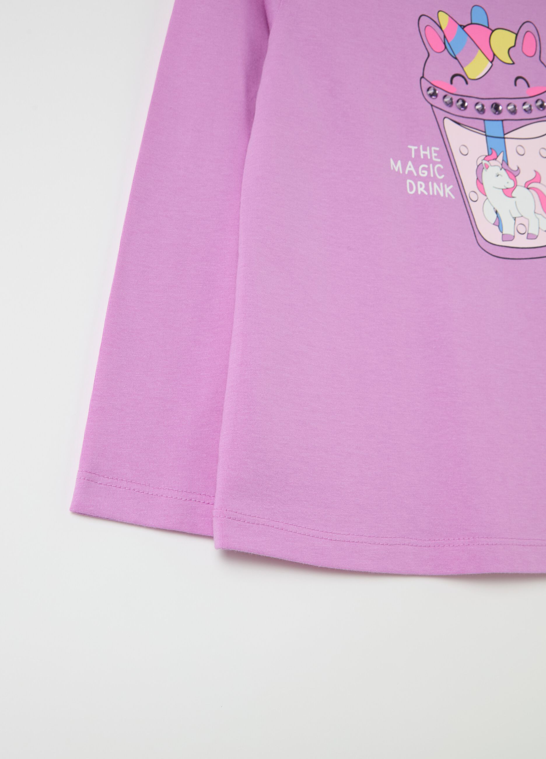 Long-sleeved T-shirt with unicorn print