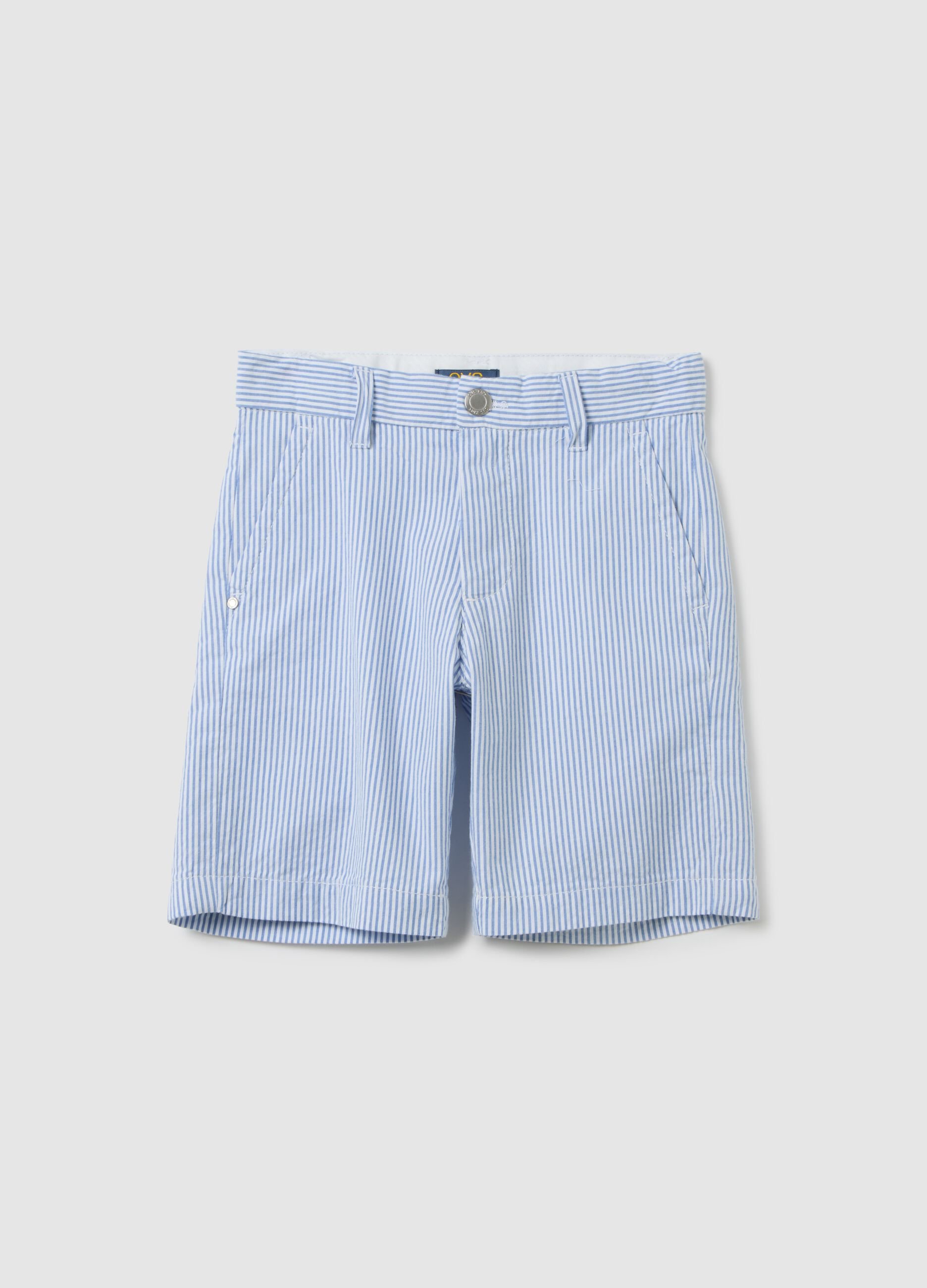 Children's multicolour pure cotton Bermuda shorts, regular fit with pockets