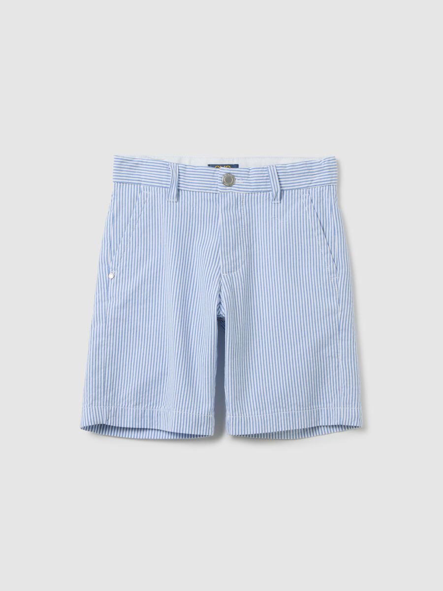 Children's multicolour pure cotton Bermuda shorts, regular fit with pockets_0
