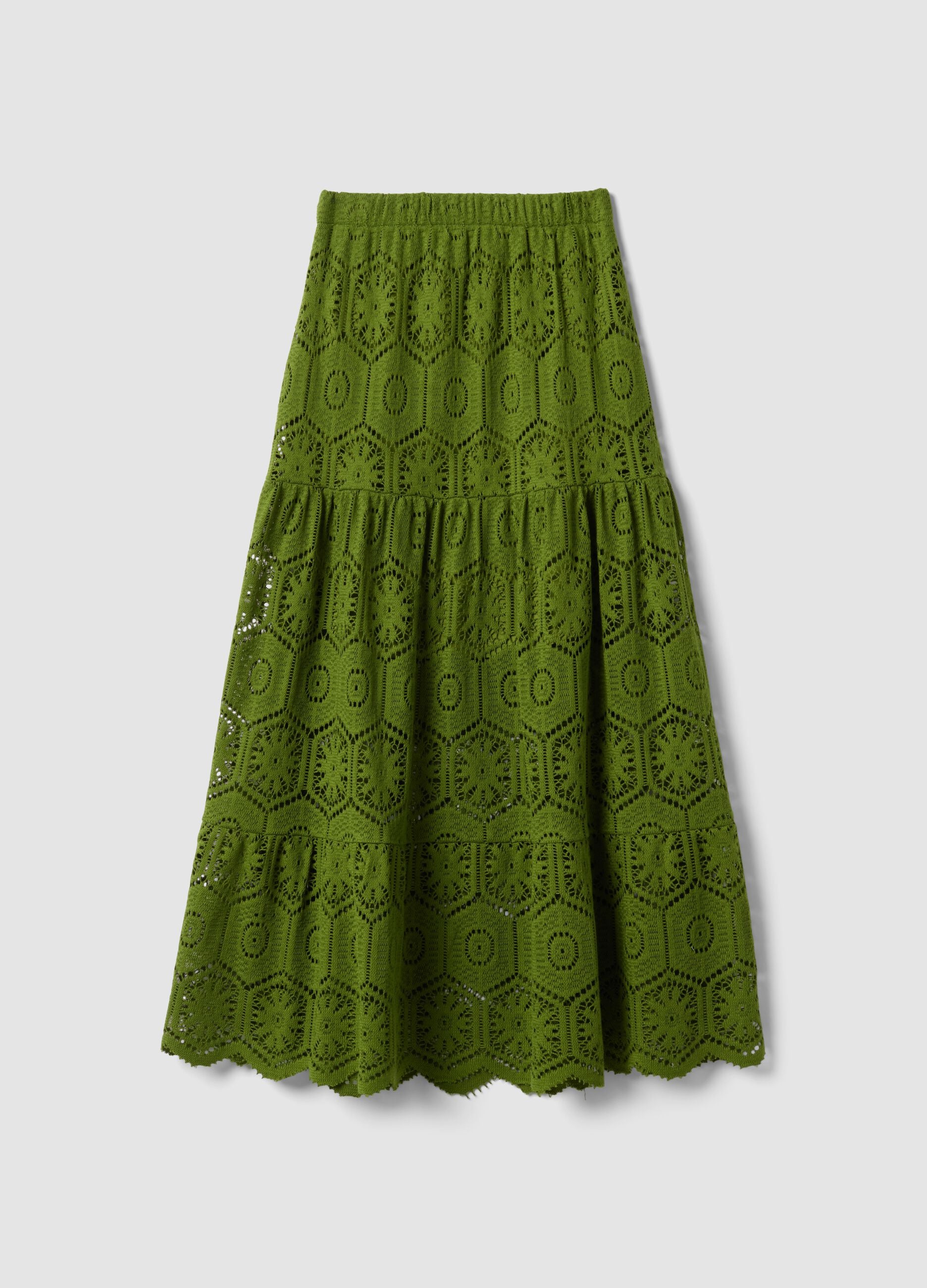 Green maxi skirt with elasticated waist