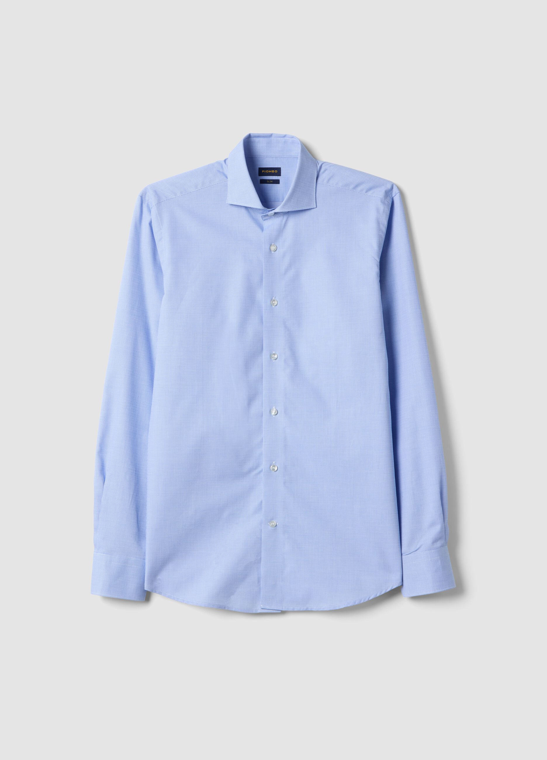 Blue Slim Fit Pure Cotton Shirt