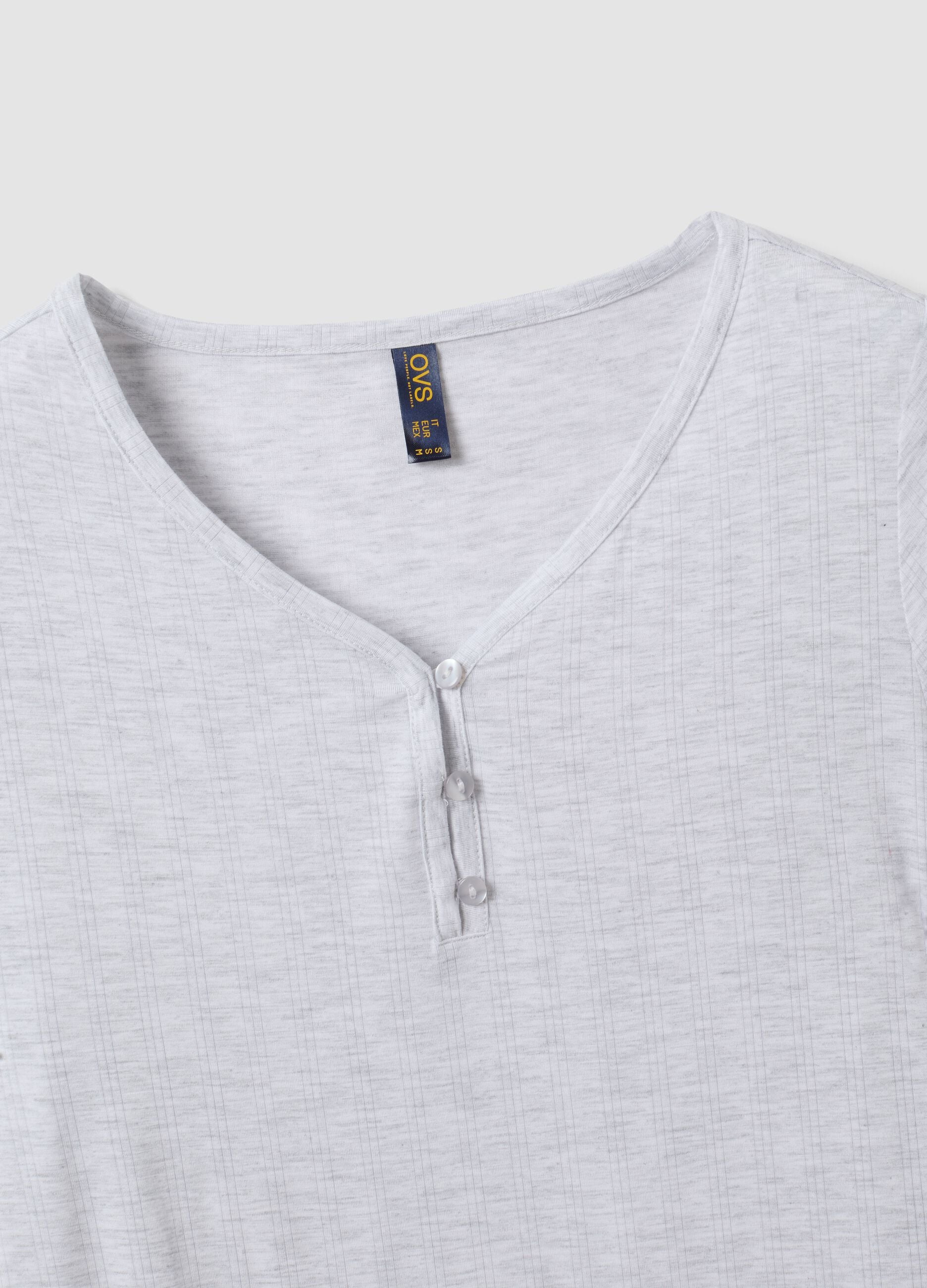 Grey stretch viscose V-neck pyjama top