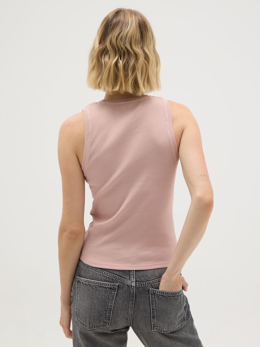 Women's Pink Pure Cotton Regular Fit Tank Top_3