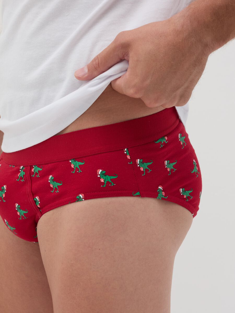 Stretch organic cotton briefs with all-over print_2