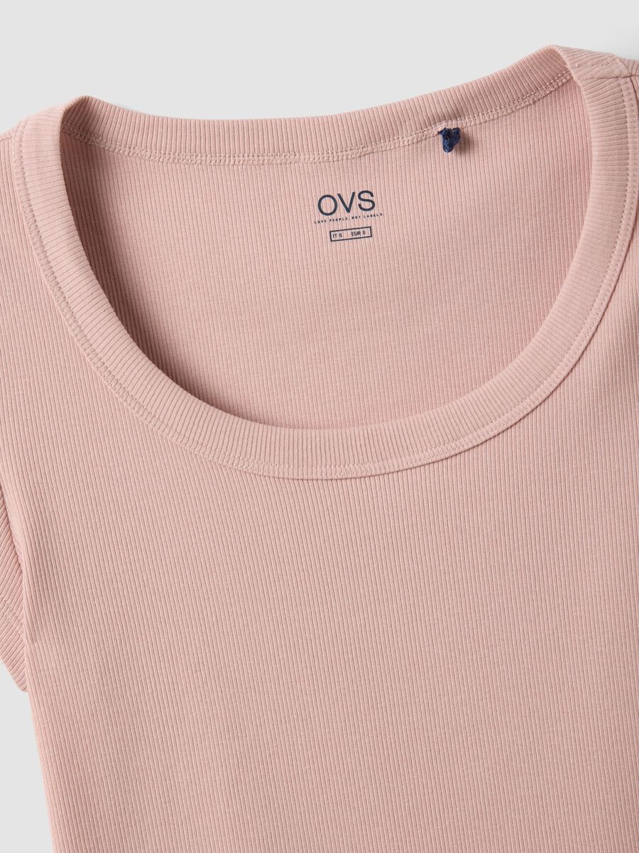 Fitted short-sleeve stretch cotton pink t-shirt_5