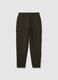 Regular fit brown cotton blend trousers_4