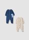 2-pack of multicolour dinosaur print cotton-blend sleepsuits for baby_0