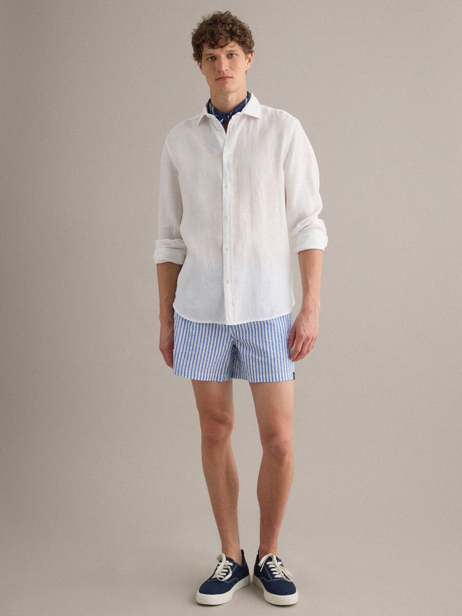 Boxer mare a righe azzurro e bianco in puro cotone_0