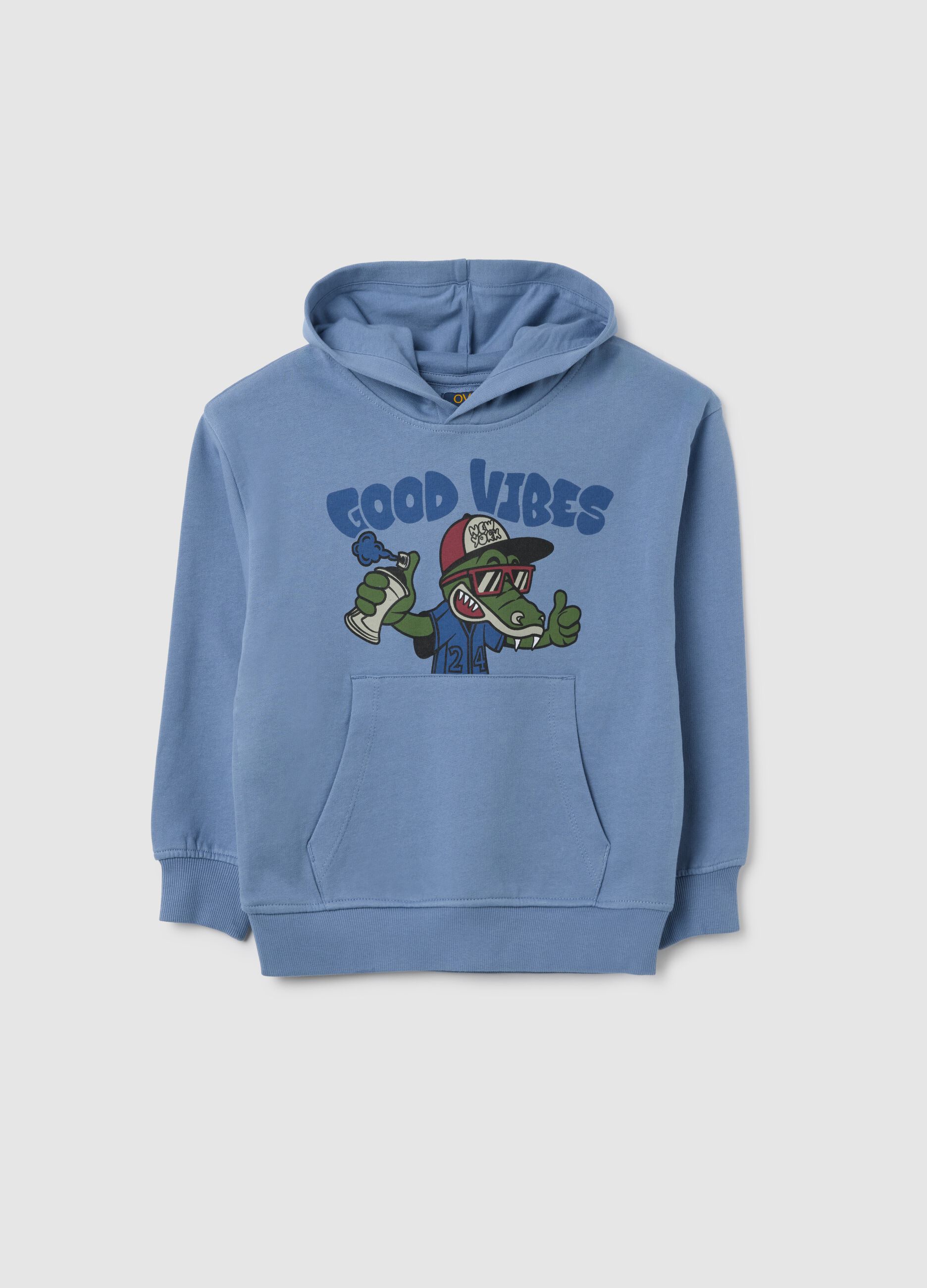 Regular fit light blue children's sweatshirt in pure cotton