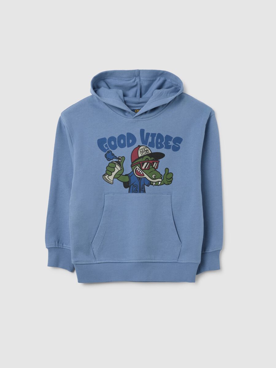Regular fit light blue children's sweatshirt in pure cotton_0