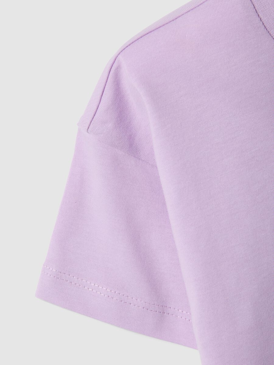 T-shirt in puro cotone viola da bambina boxy fit con stella_2