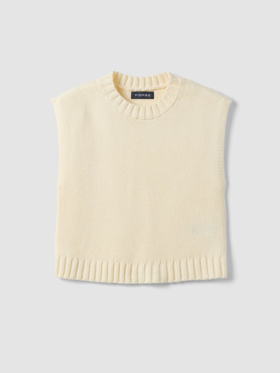 Gilet bianco girocollo in misto lana over fit_0