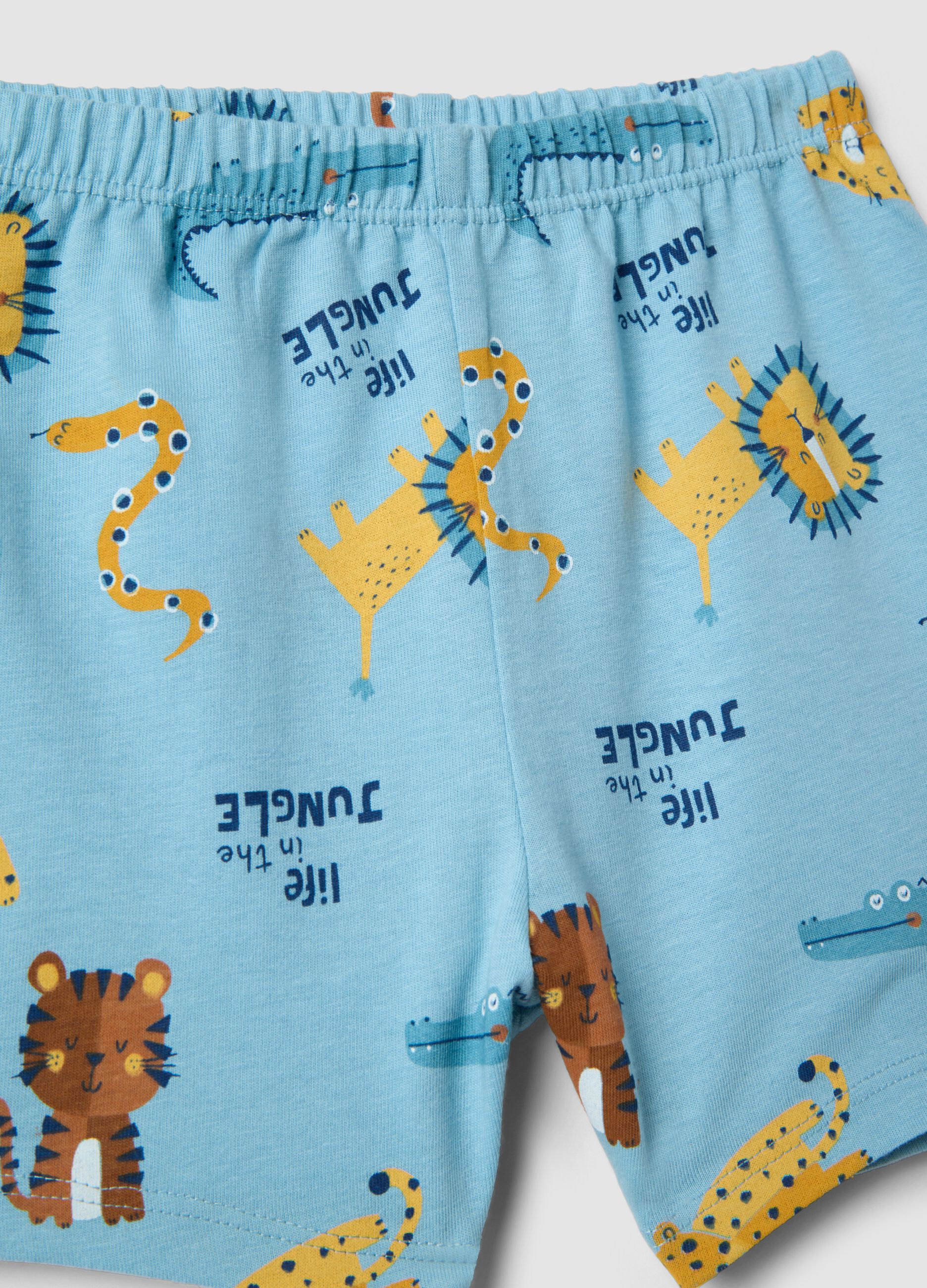 Pigiama in puro cotone azzurro da neonato regular fit con animali