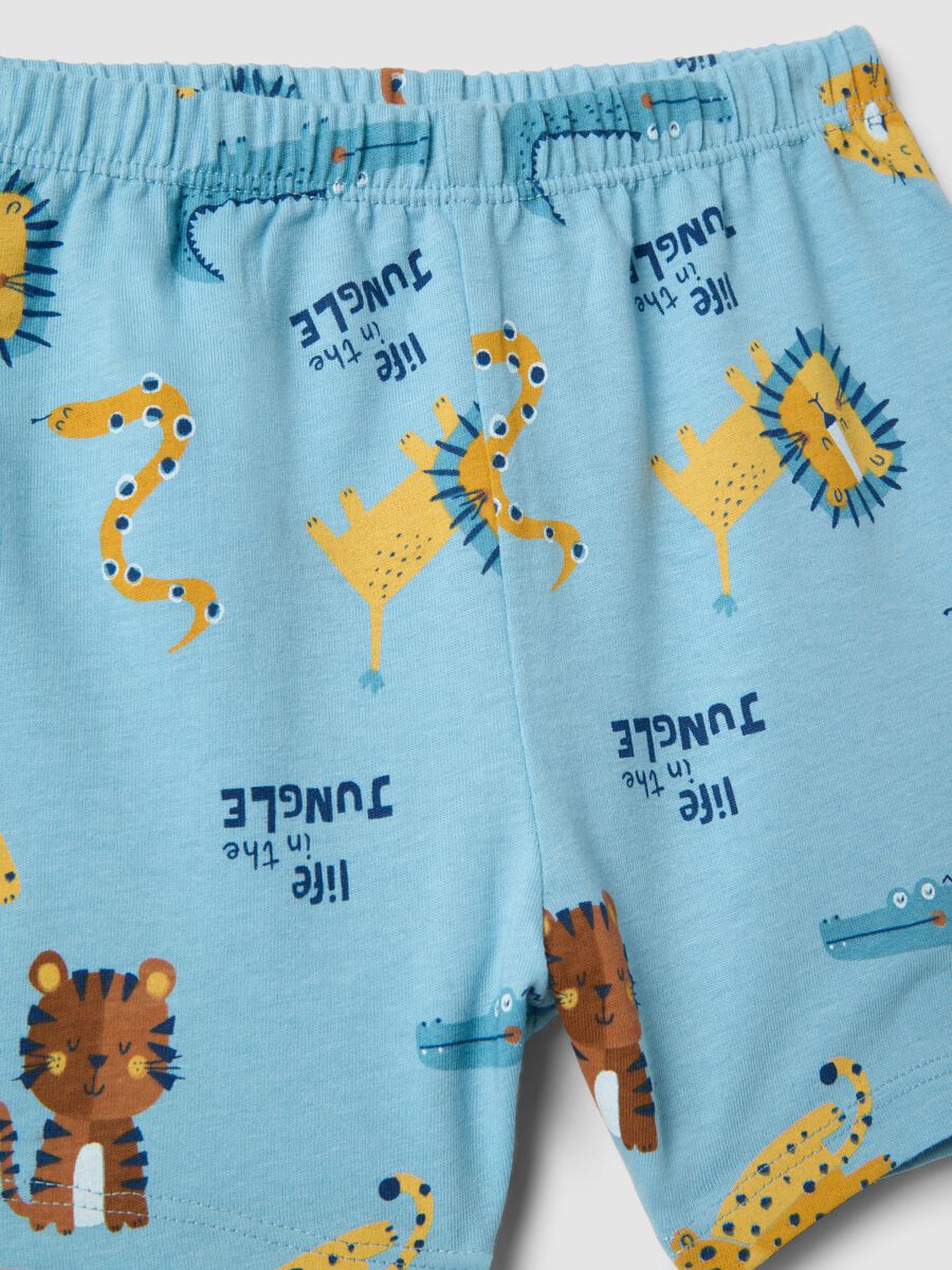 Pigiama in puro cotone azzurro da neonato regular fit con animali_3