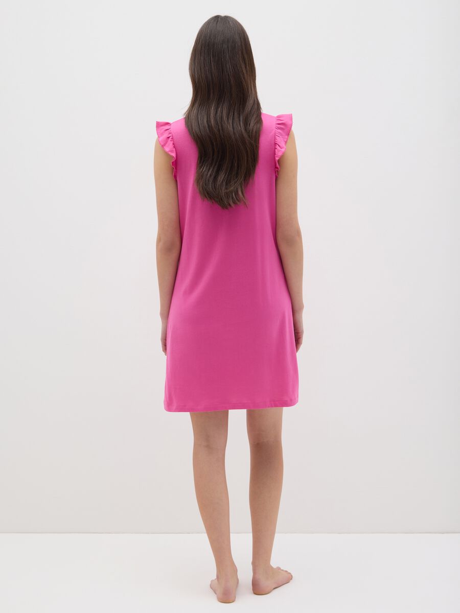 Camicia da notte fuxia in cotone con scollo a V_2