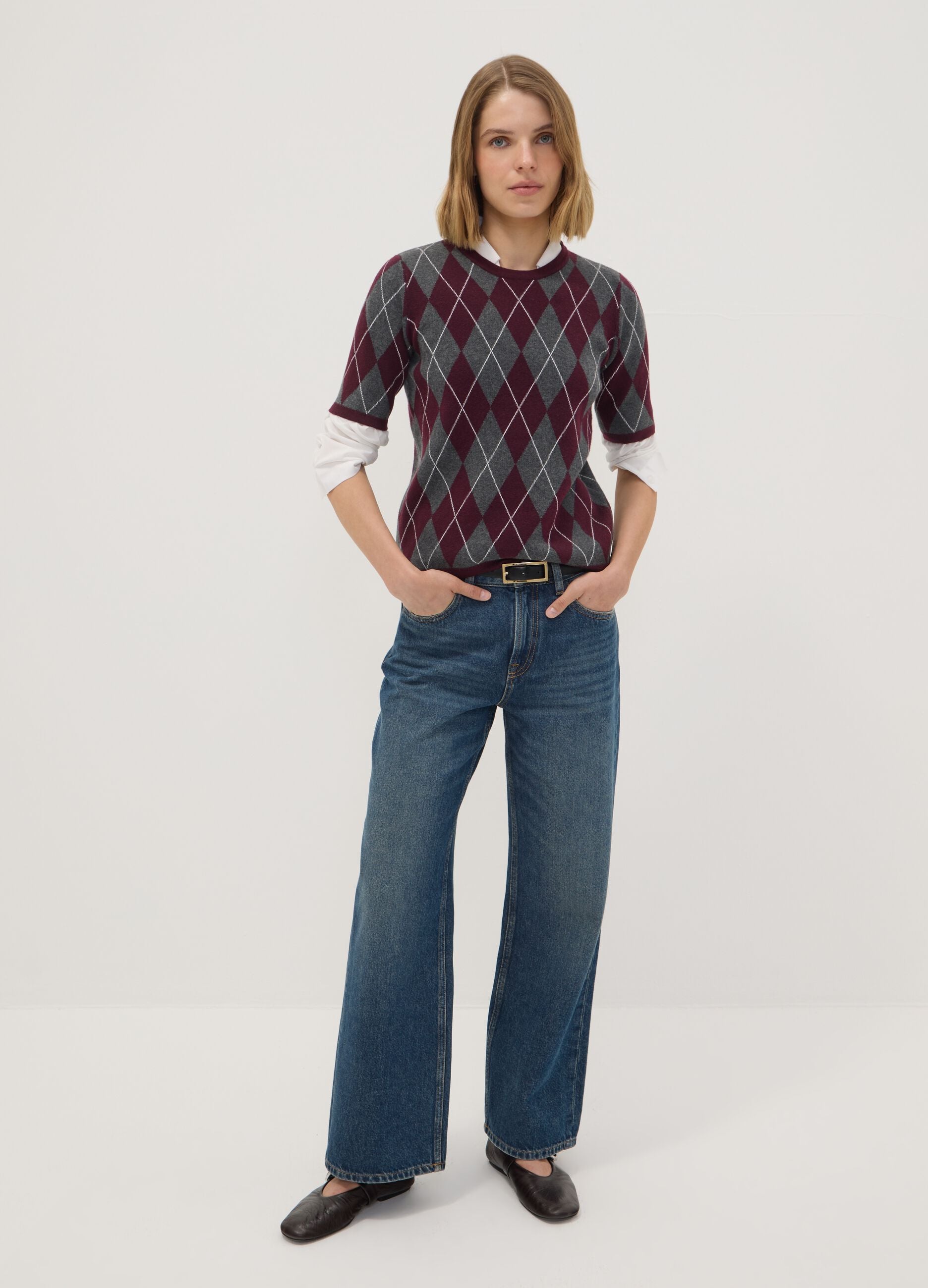 Maglia multicolor a rombi con girocollo regular fit