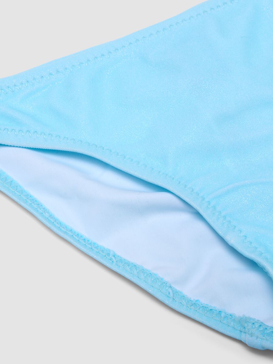 Bikini azzurro in tessuto elasticizzato con stampa Frozen per bambina_3
