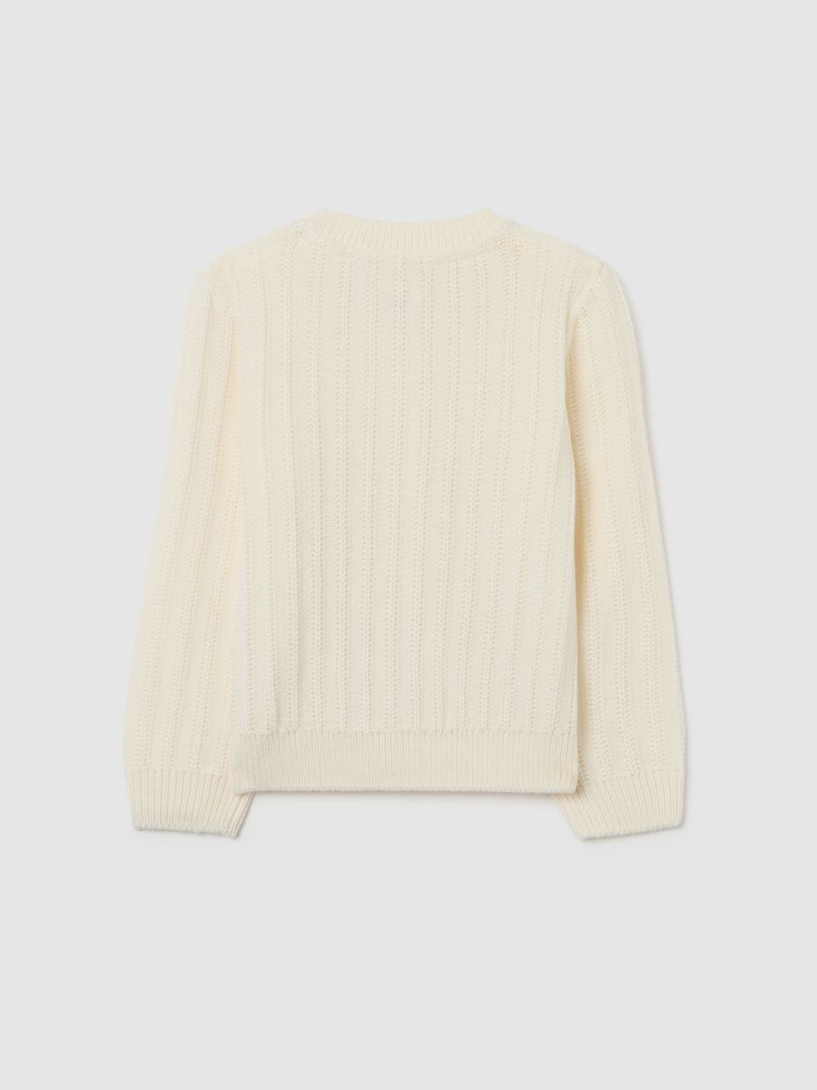 Cardigan da bambina bianco regular fit con bottoni_1