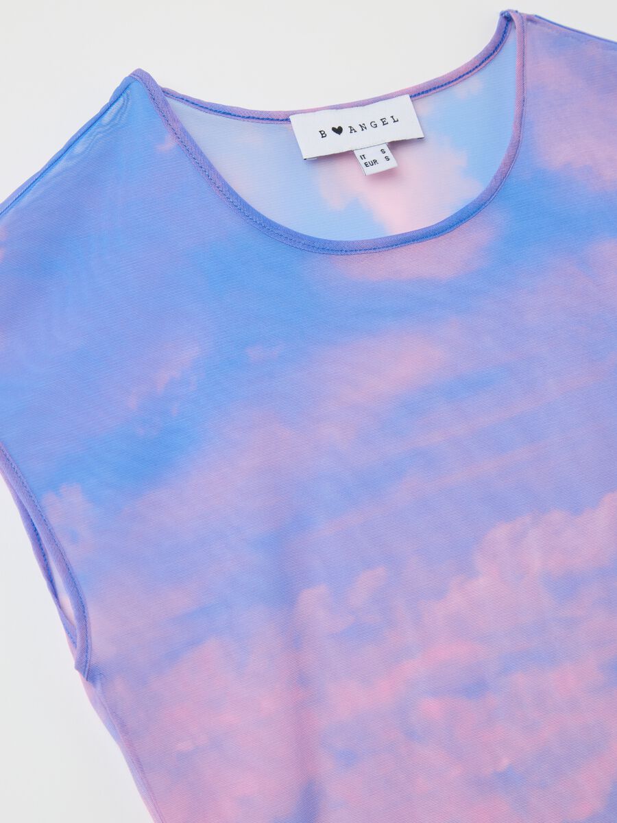 Light blue and pink tank top in mesh with print_5