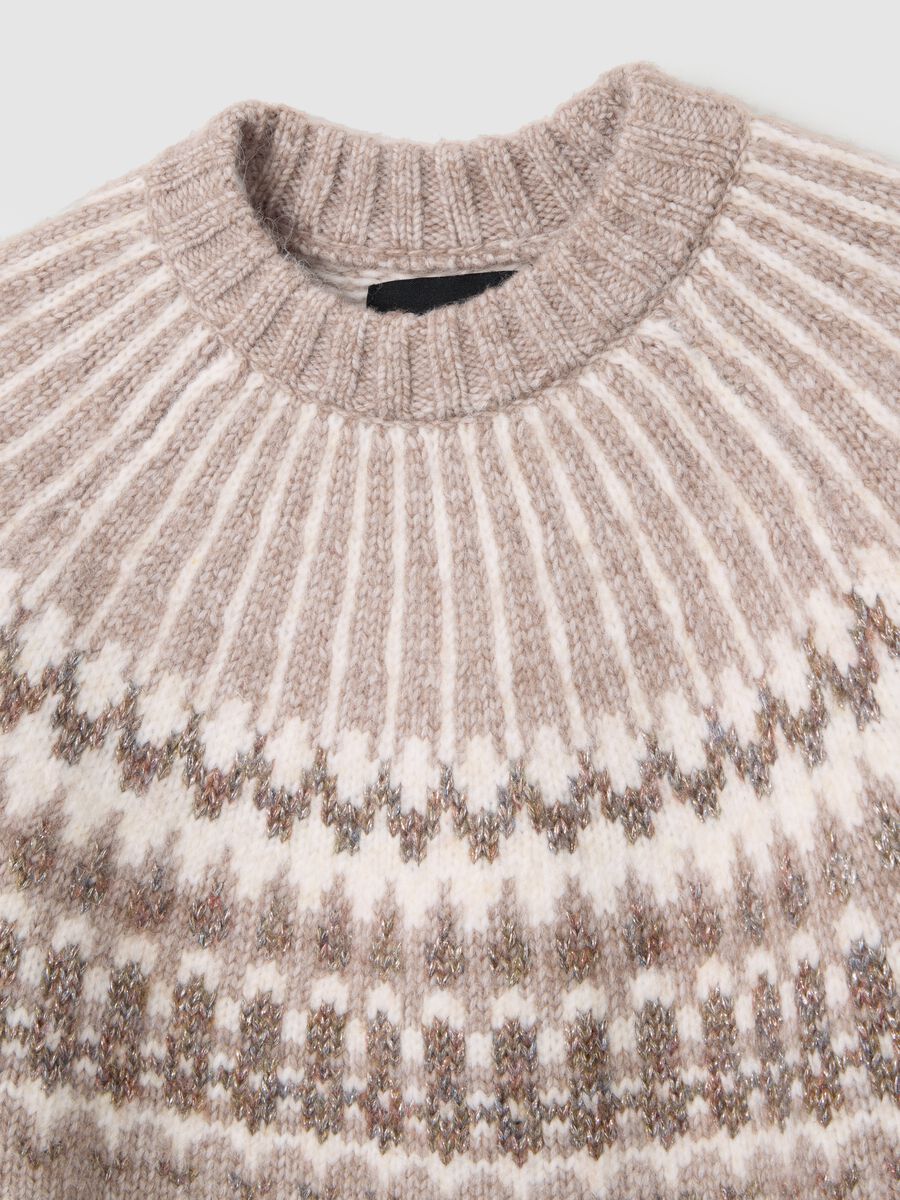 Beige high-neck regular fit knitted jumper_5