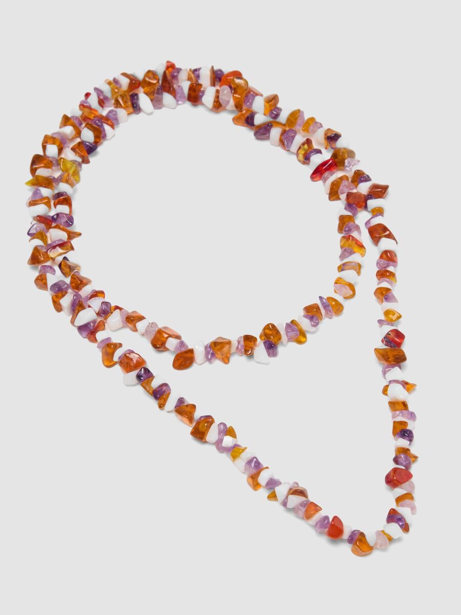 Collana con perline e pietre in vetro multicolor regolabile_2