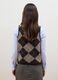 Brown stretch wool gilet with stand collar_3