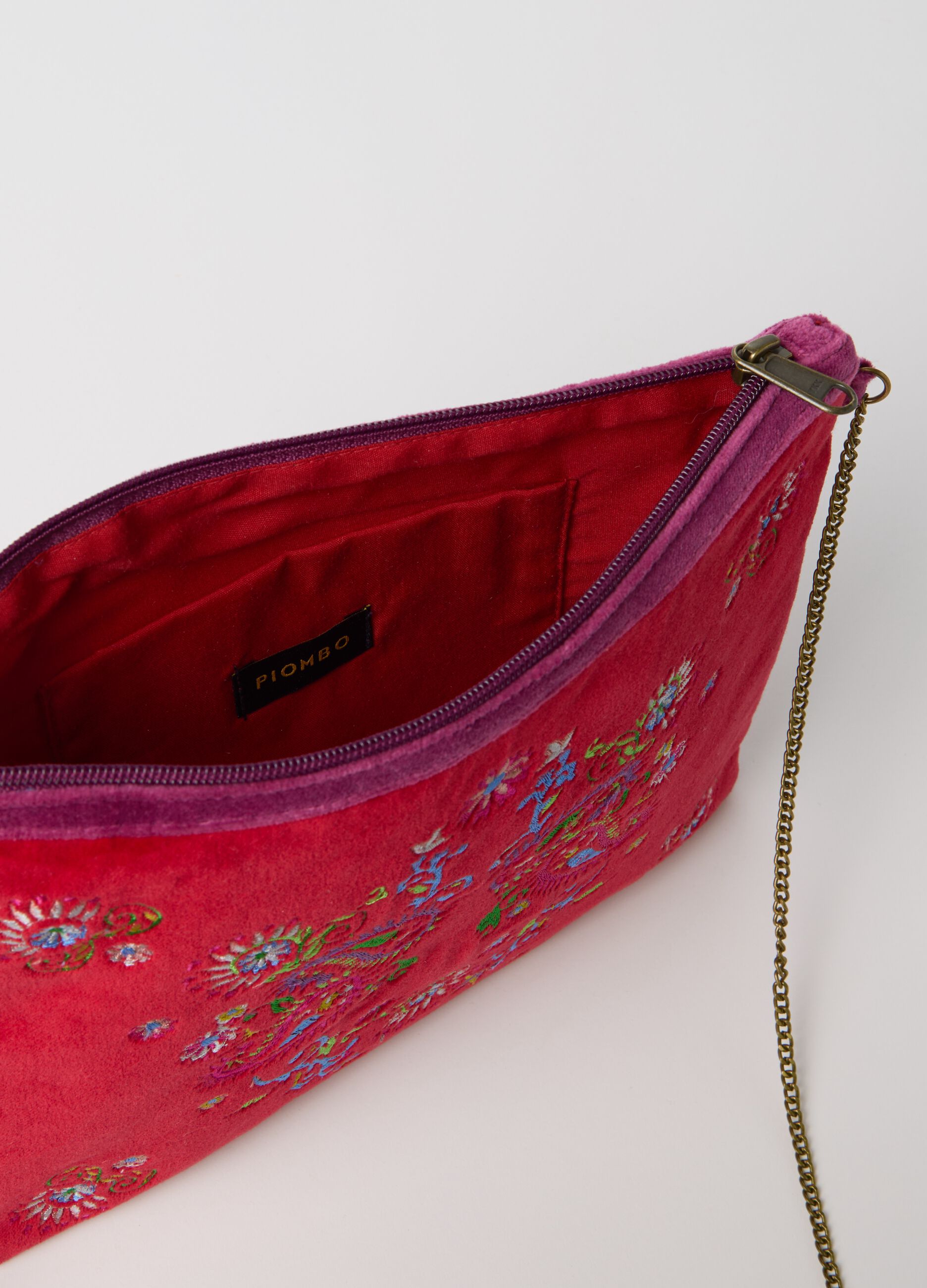 Bag in velvet with shoulder strap