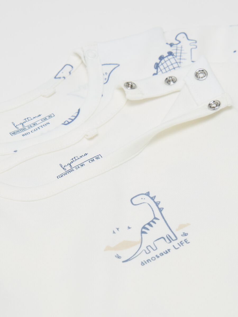 Three-pack organic cotton bodysuits with dinosaurs print_2