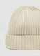 Berretto beige in pura lana a coste_2