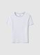 T-shirt in puro cotone bianco regular fit con cucitura a contrasto_4