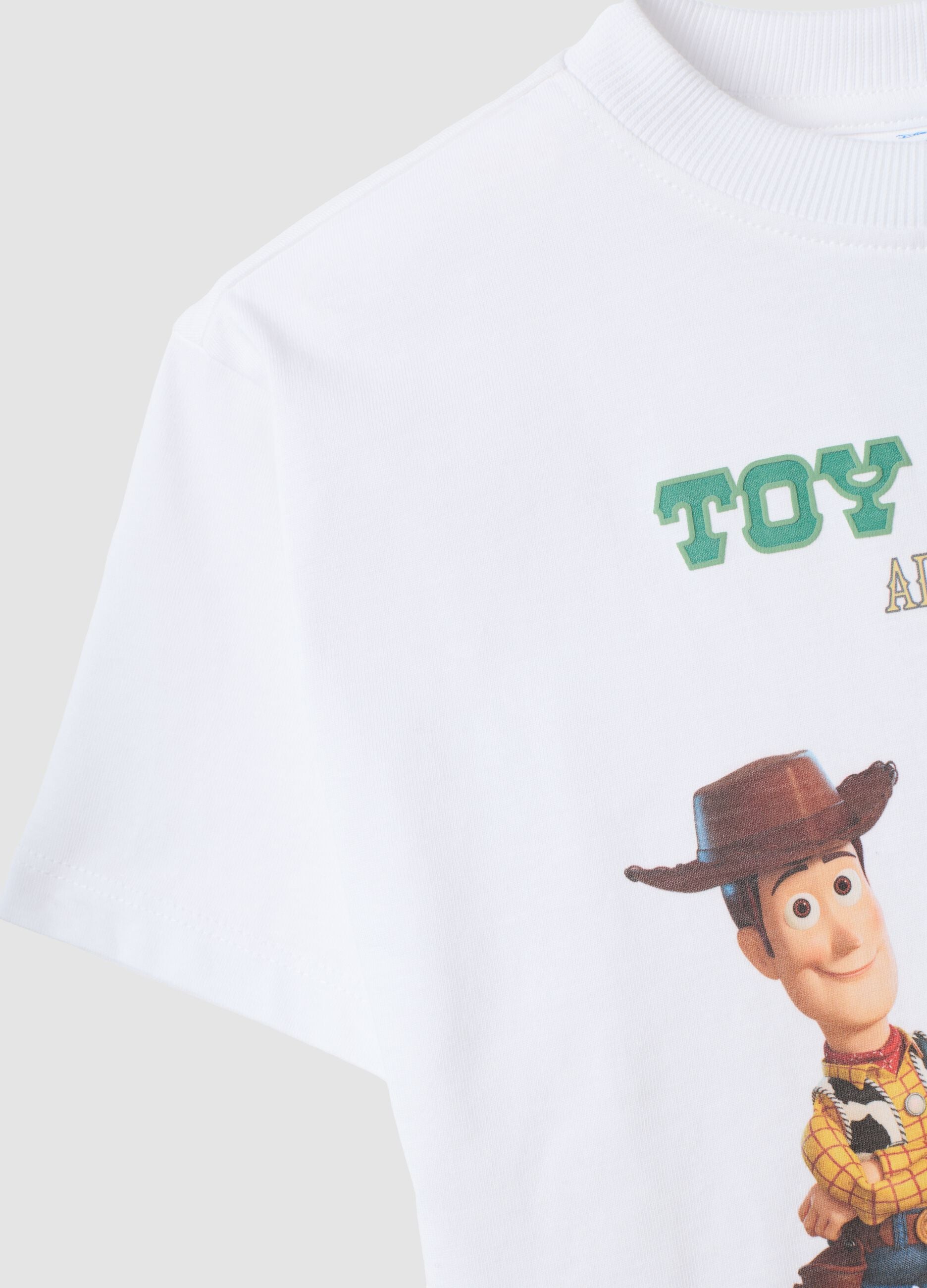 T-shirt bianca in puro cotone con stampa Toy Story per bambino