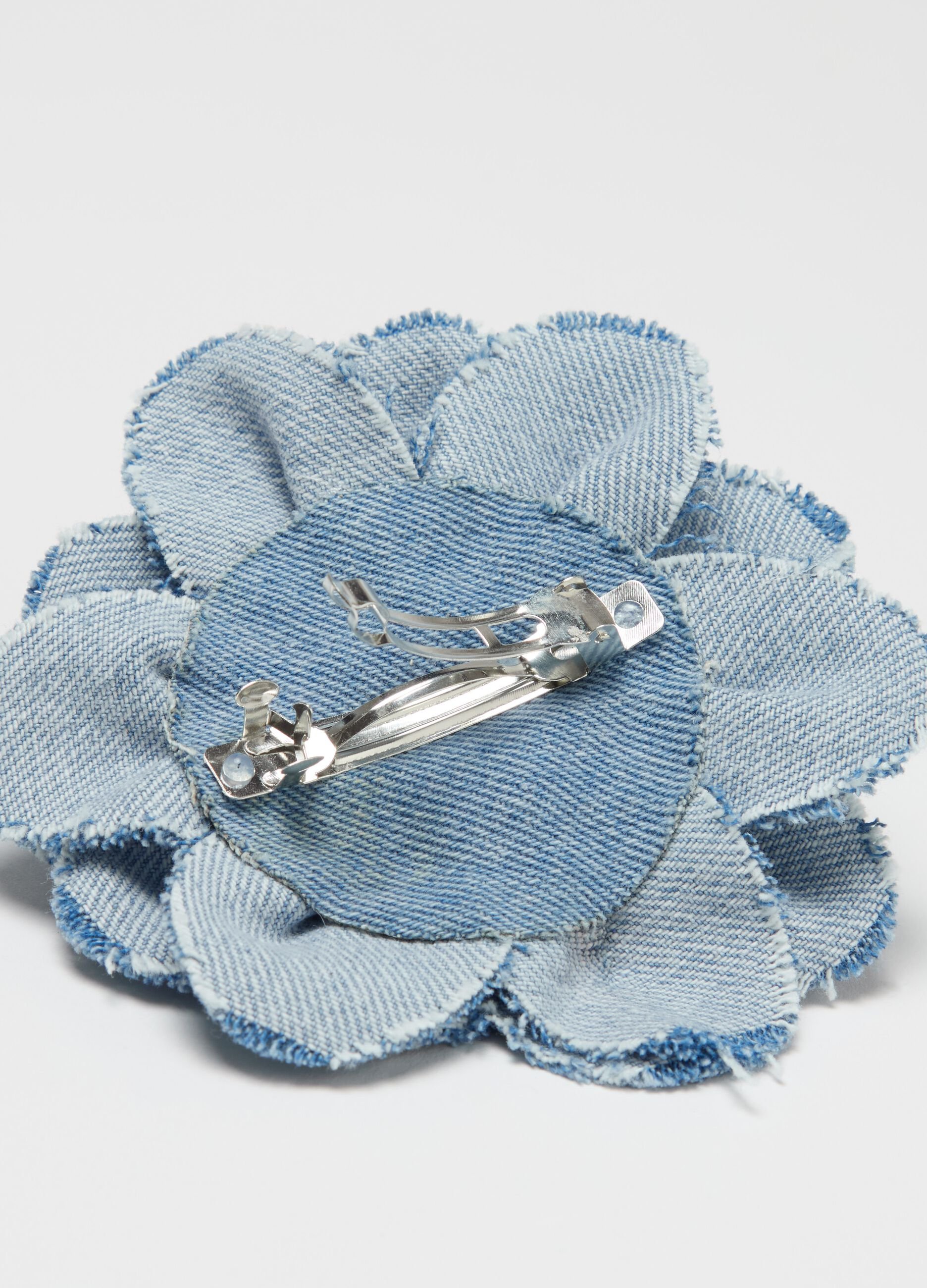 Clip per capelli floreale in denim