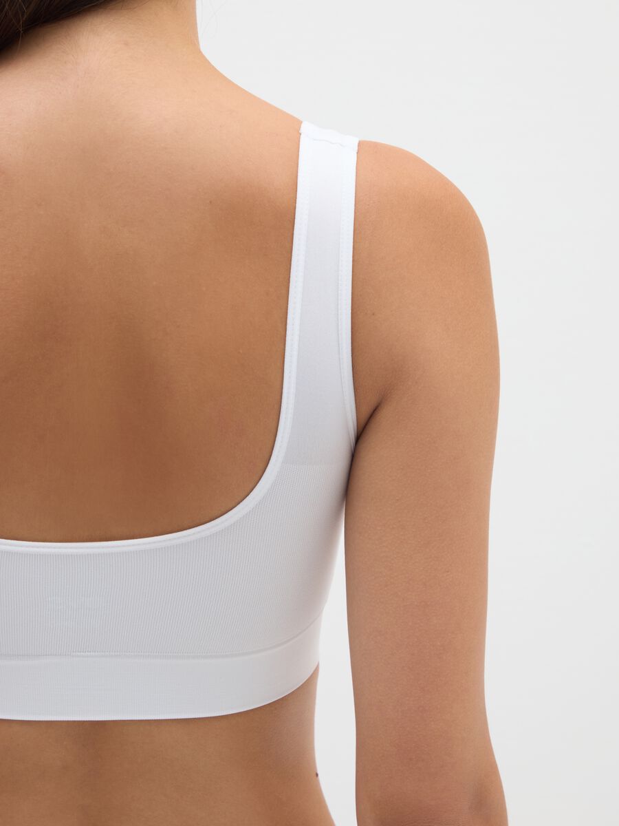 White Stretch Fabric Sports Bra_2