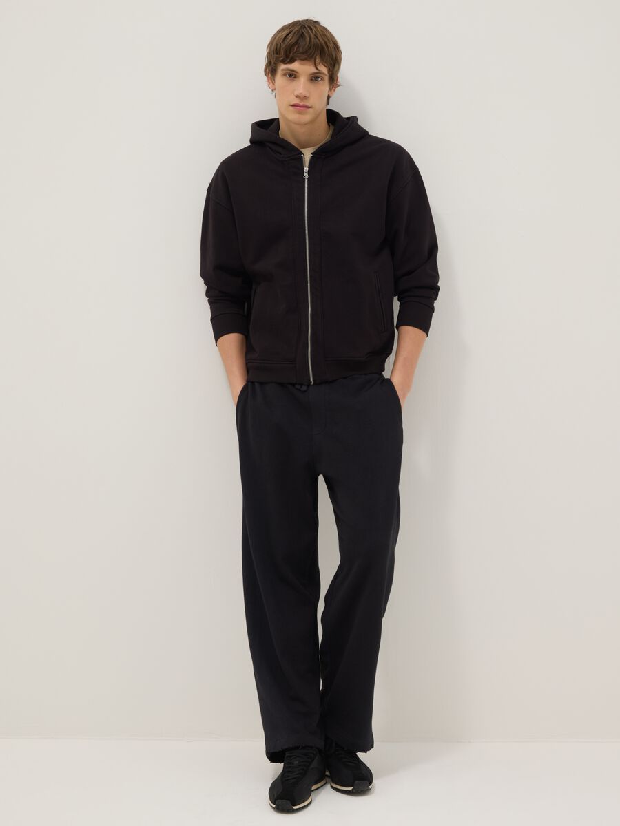 Pantaloni jogger neri in misto cotone oversize fit_0