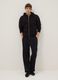 Black cotton blend regular fit trousers_0