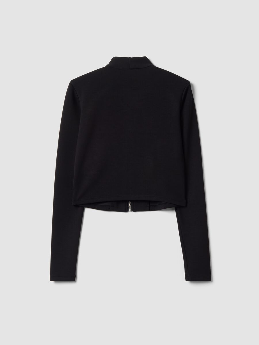 Black stretch modal sweatshirt with high neck_6