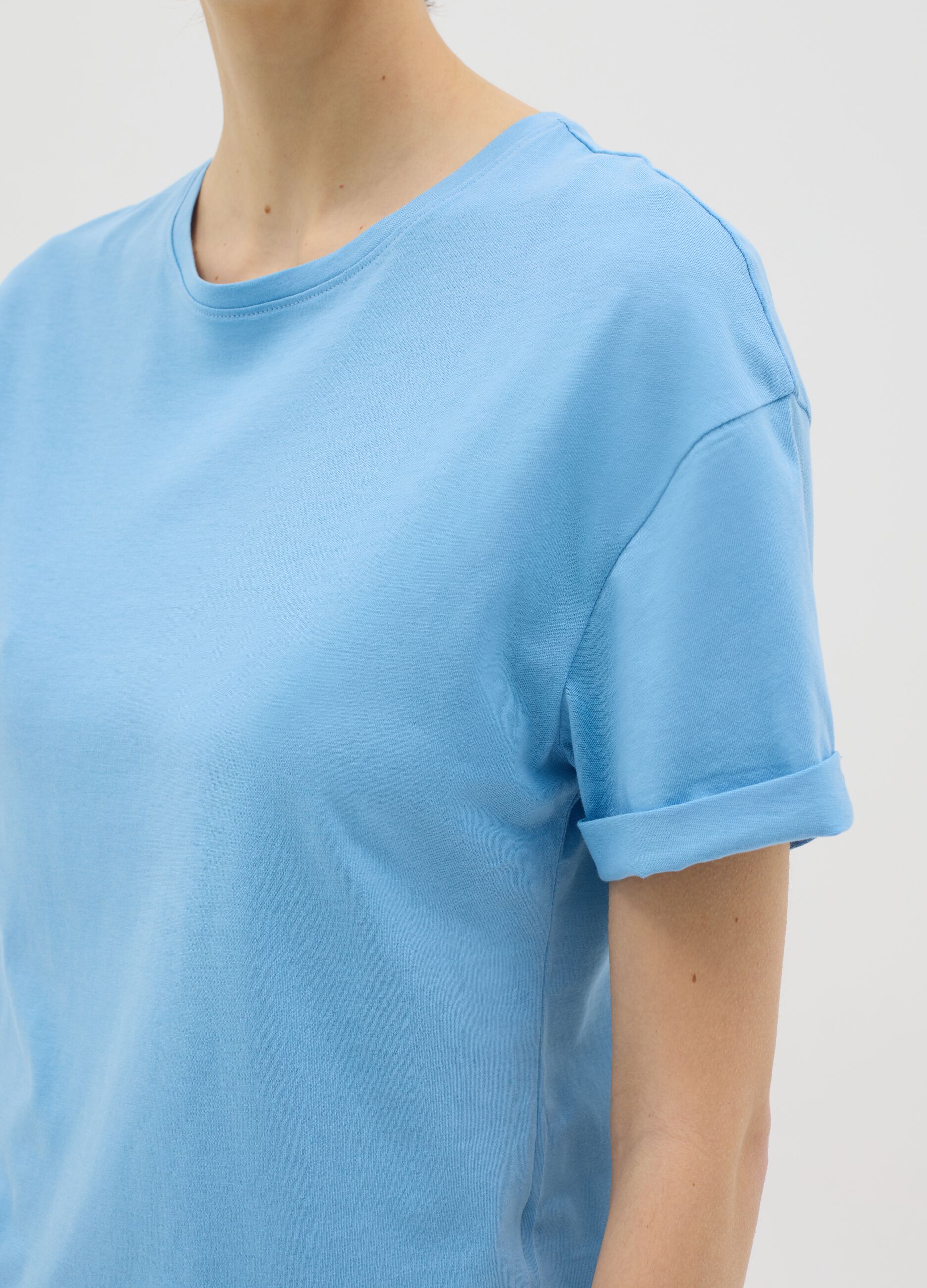 Light blue boxy-fit T-shirt in cotton