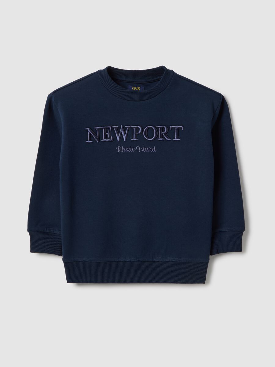 Blue children's regular fit crew neck cotton blend sweatshirt with print_0