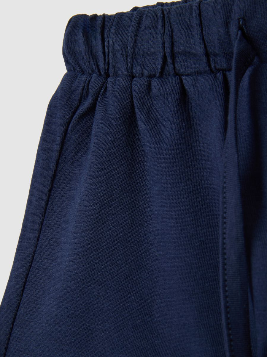 Shorts da bambina in puro cotone blu regular fit_3