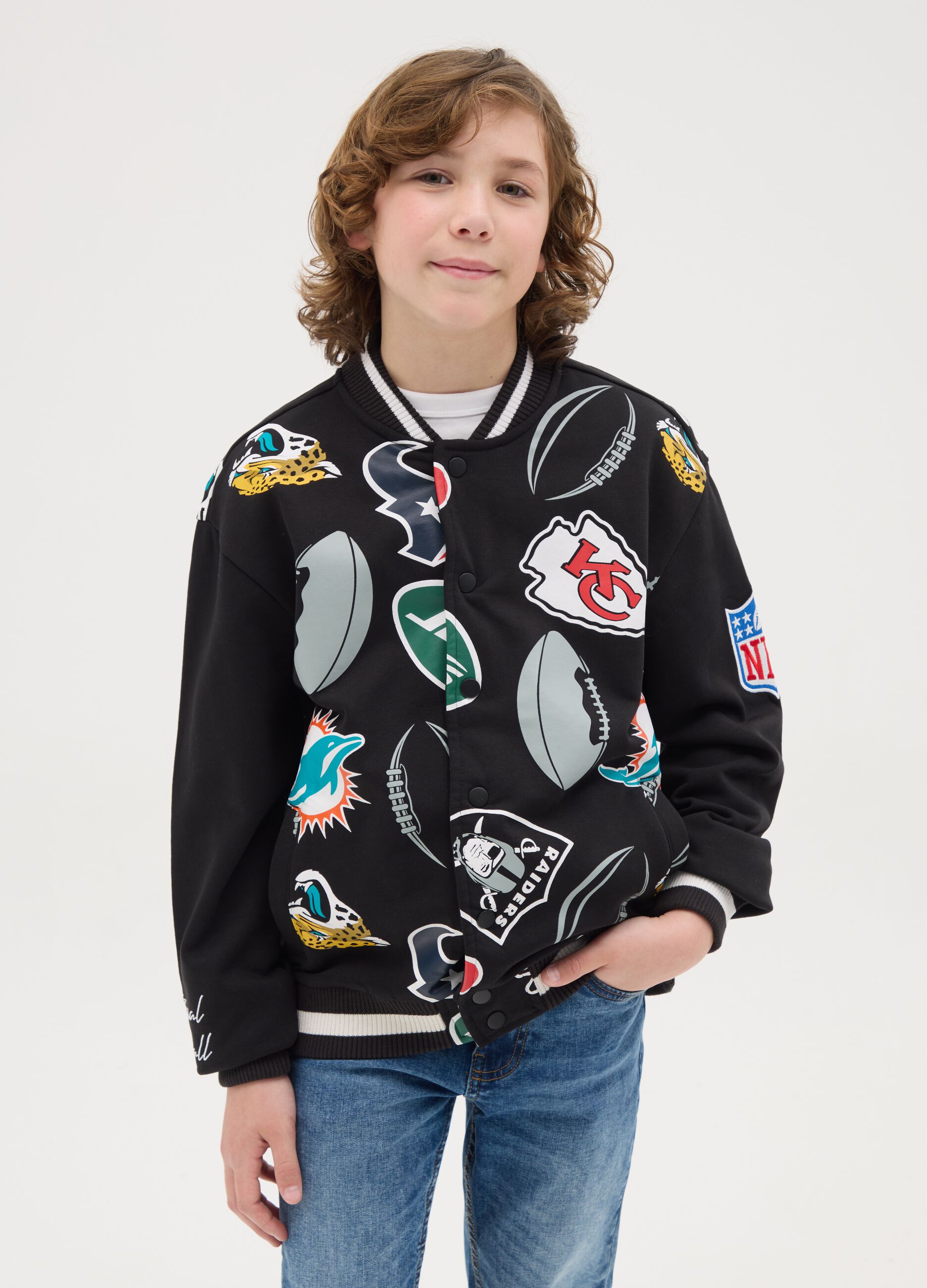 Bomber varsity con stampa loghi squadre NBA 