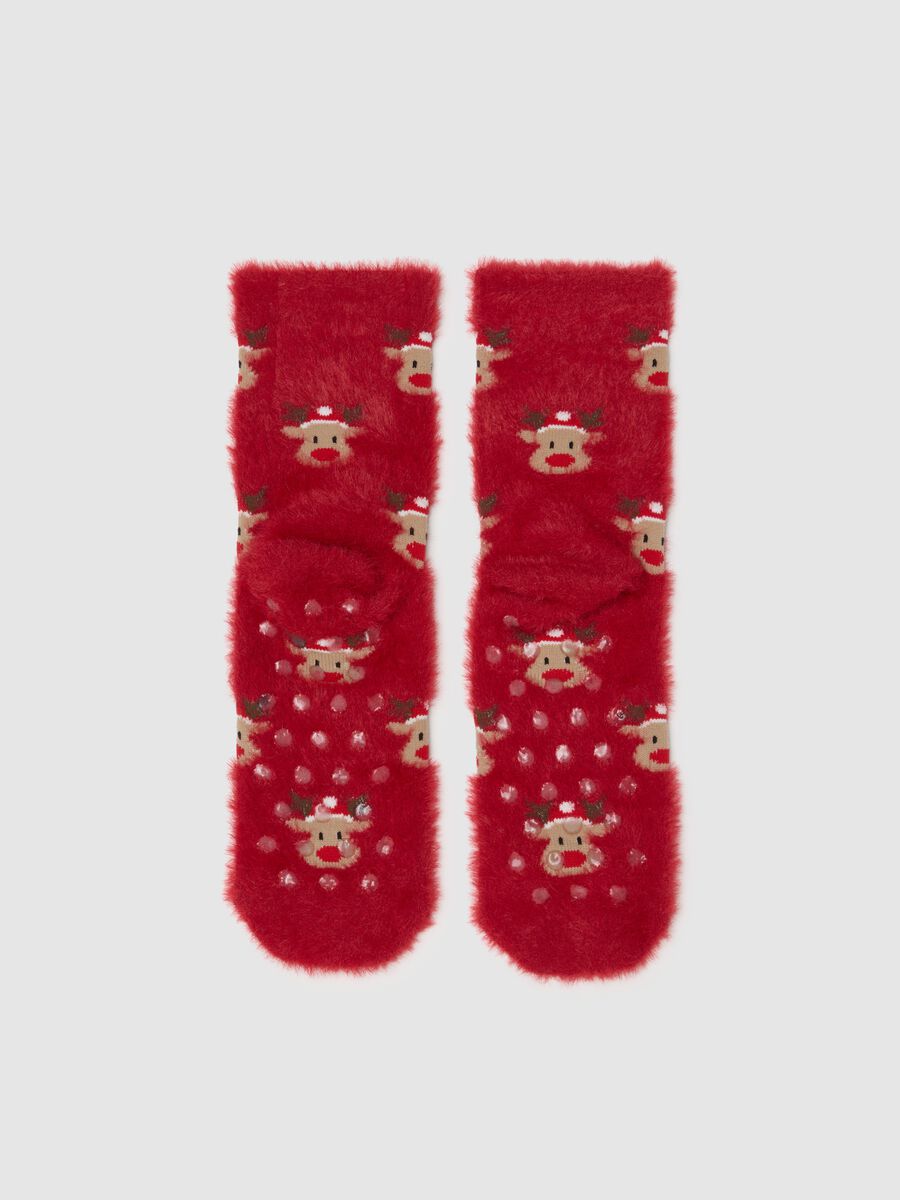 Red Stretch Cotton Christmas Socks_1